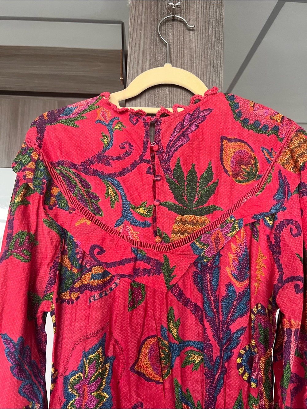 FARM Rio Red Multicolor Floral Ruffle Long-Sleeve Dress - Picture 5 of 9